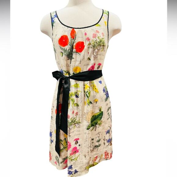 Anthropologie Moulinette Soeurs Tuileries Botanical Floral  Silk Dress Size 8 - Picture 3 of 8